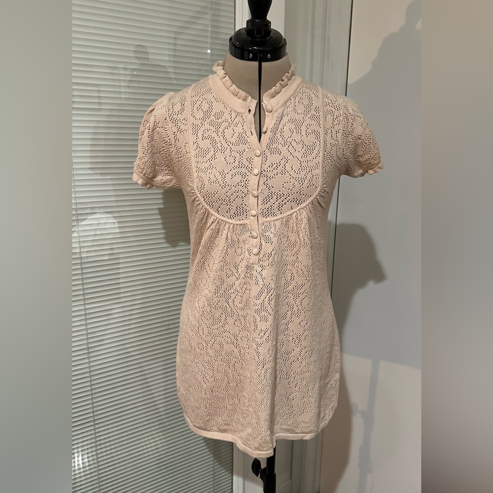 Kaisely Cream Lace Button-Up Blouse